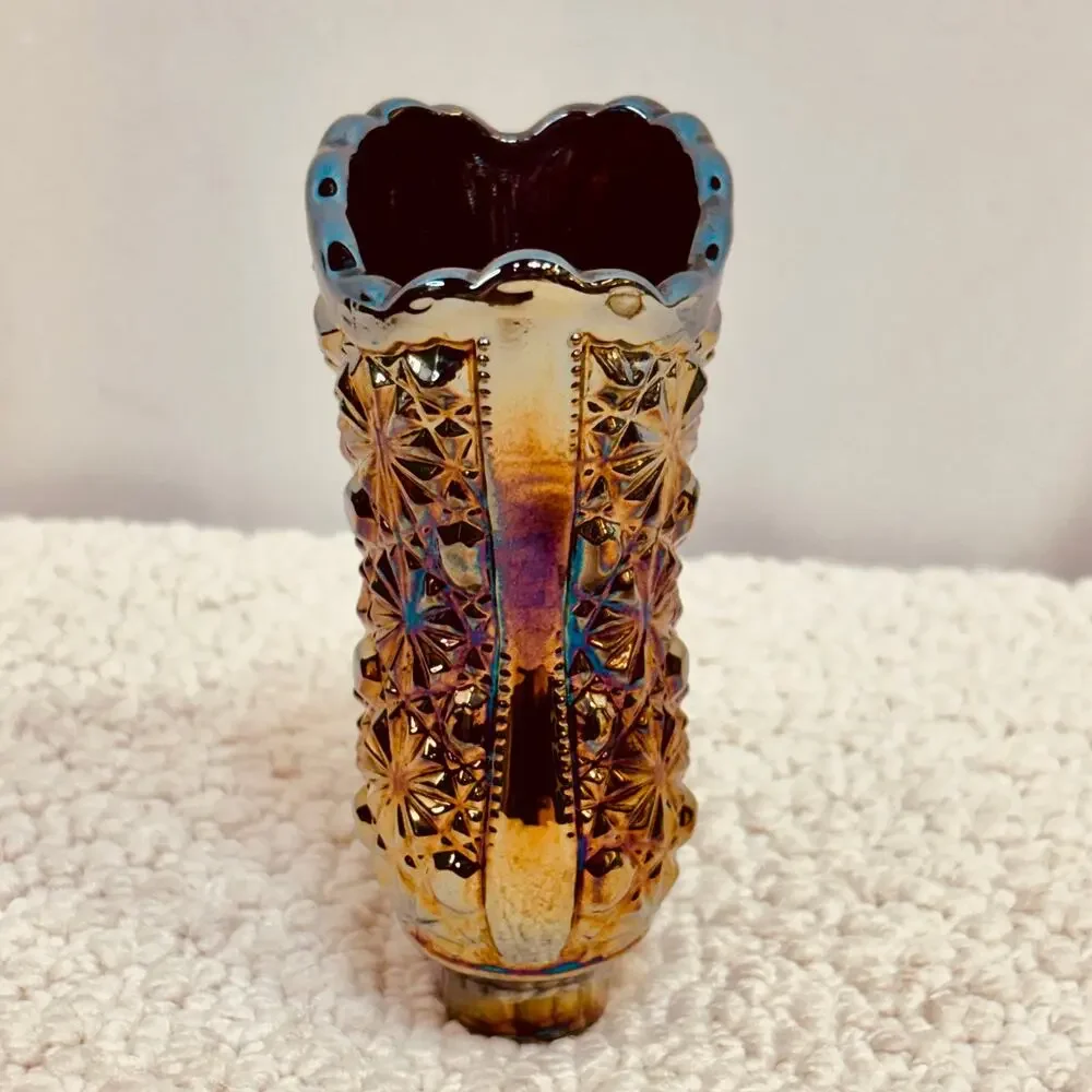 Fenton Carnival Glass Boot Purple Amethyst Daisy Button 4
